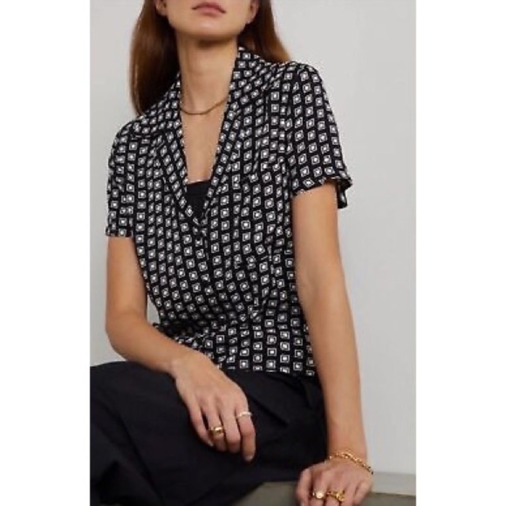 Reformation Black and White Button Down Shirt